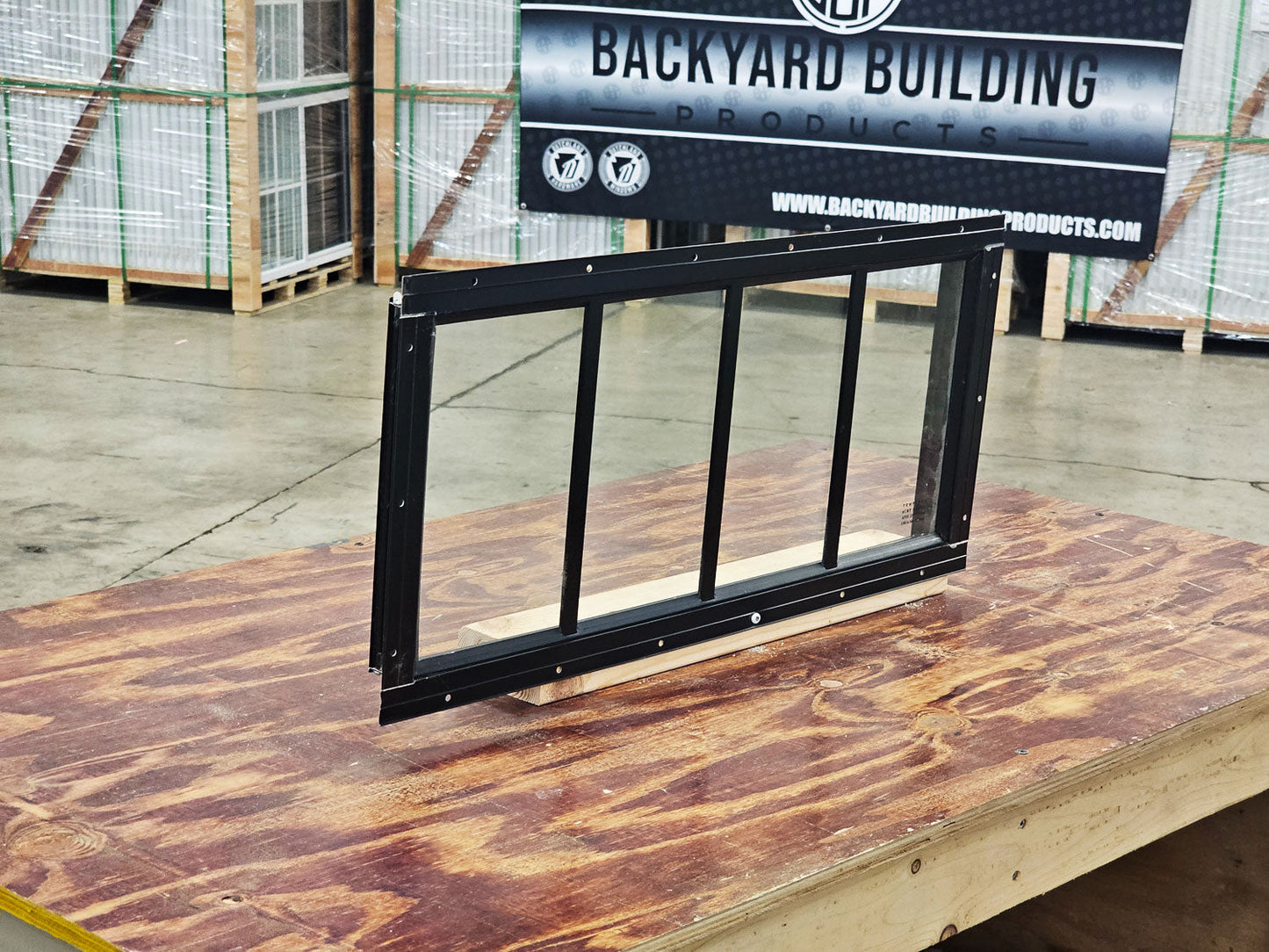 23x10 Transom Black Flush Mount Shed Window