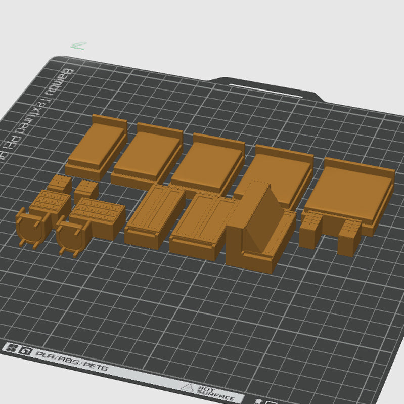 3D Printed Furniture Kit | Bedroom Kit | 1:50 (Wood)