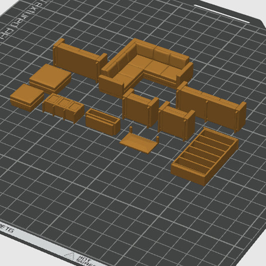 3D Printed Furniture Kit | Living Room Kit | 1:50