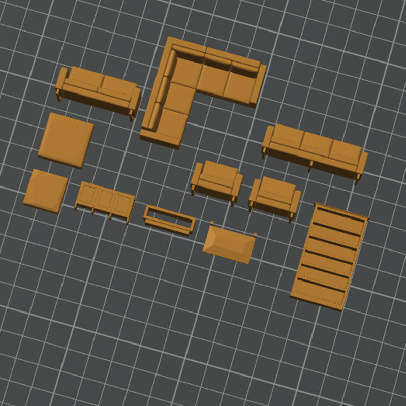 3D Printed Furniture Kit | Living Room Kit | 1:50