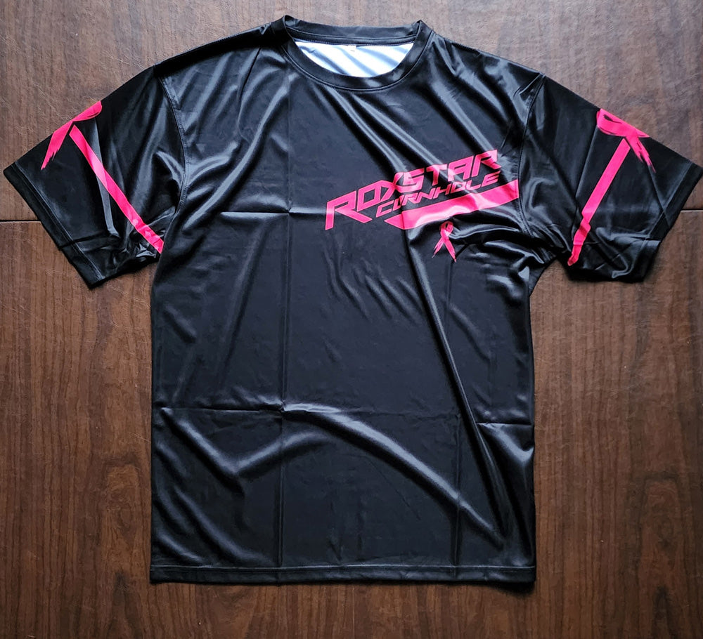 Jersey Short Sleeve T-Shirt | D16 | Black/Pink (Breast Cancer)