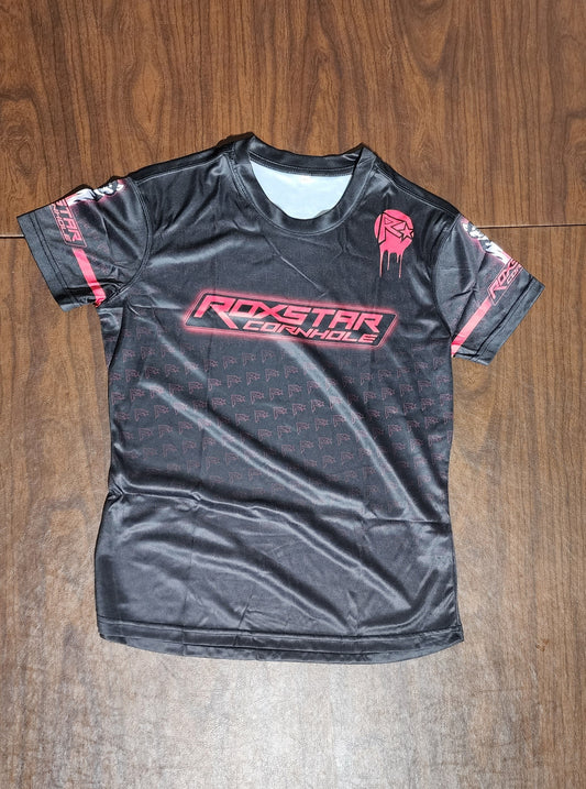 Womens Jersey Short Sleeve T-Shirt | D18 | Black/Pink