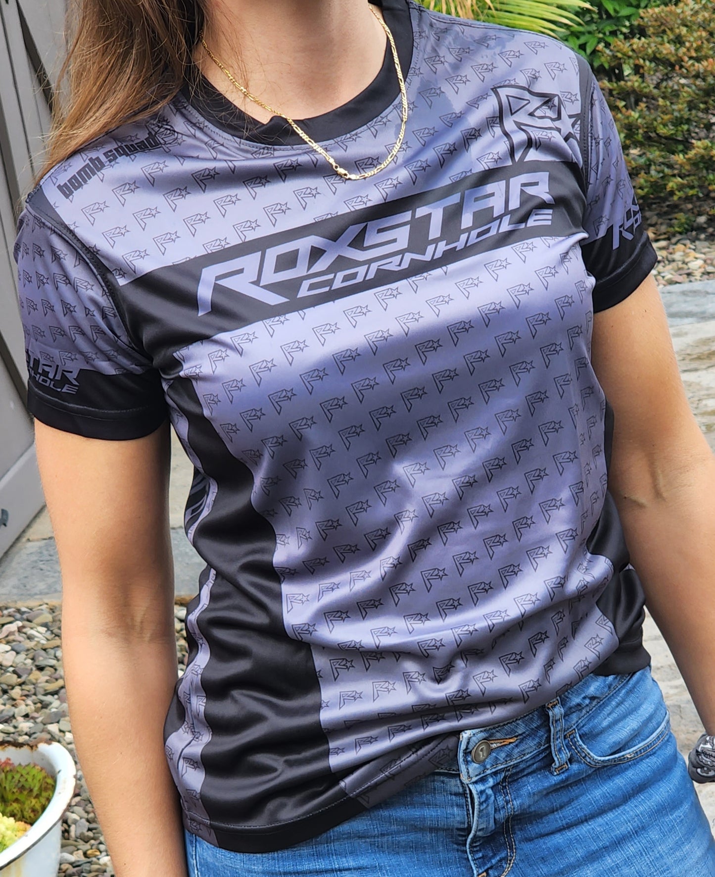 Womens Jersey Short Sleeve T-Shirt | D30 | Black/Gray