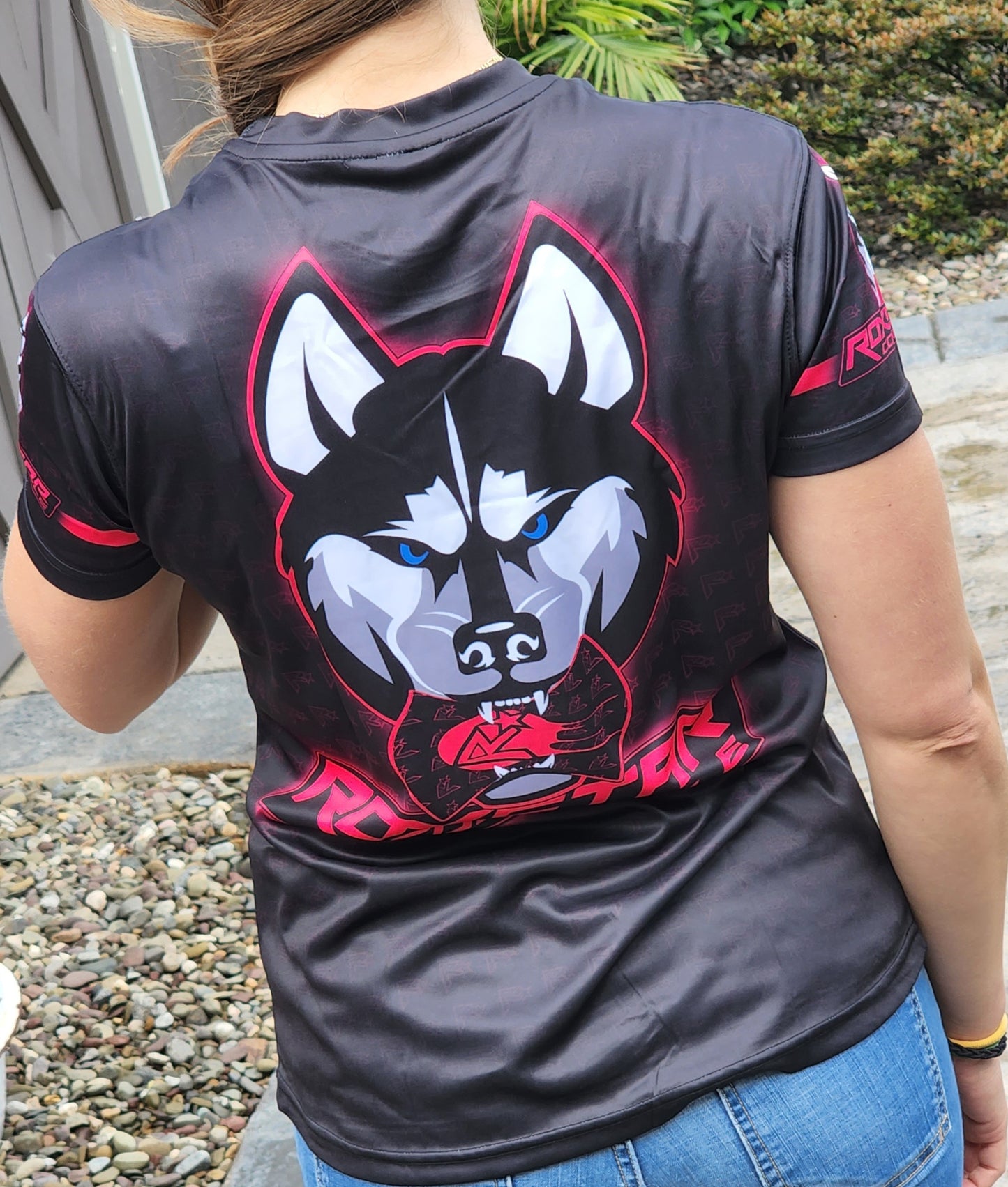 Womens Jersey Short Sleeve T-Shirt | D18 | Black/Pink