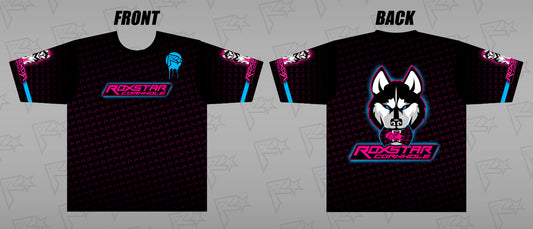 Womens Jersey Short Sleeve T-Shirt | D18 | Black/Pink/Blue